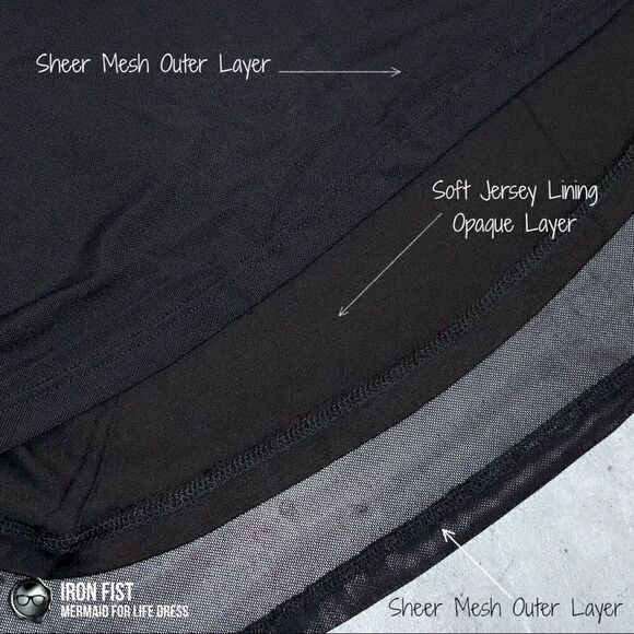 IRON FIST/DOLLS KILL MERMAID FOR LIFE LAYERED MESH DRESS IN BLACK HALLOWEEN MIDI - Picture 11 of 16
